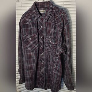 Men's XL Trailblazer Western Snap Shirt Black/Red/White
